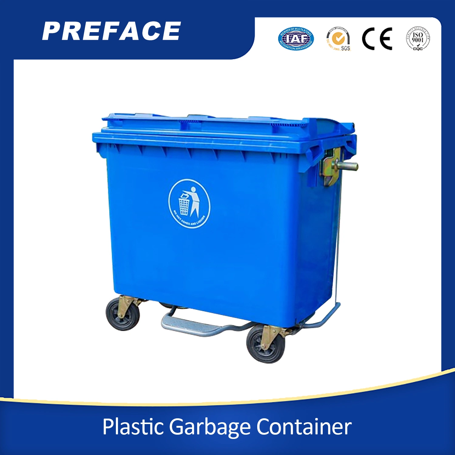 Hot Sale Recycling Garbage Cans Outdoor Waste Bin Plastic Trashbin 1100L Dust Bin Outdoor Trash Can HDPE Outdoor Trash Bin Plastic Dustbin Plastic