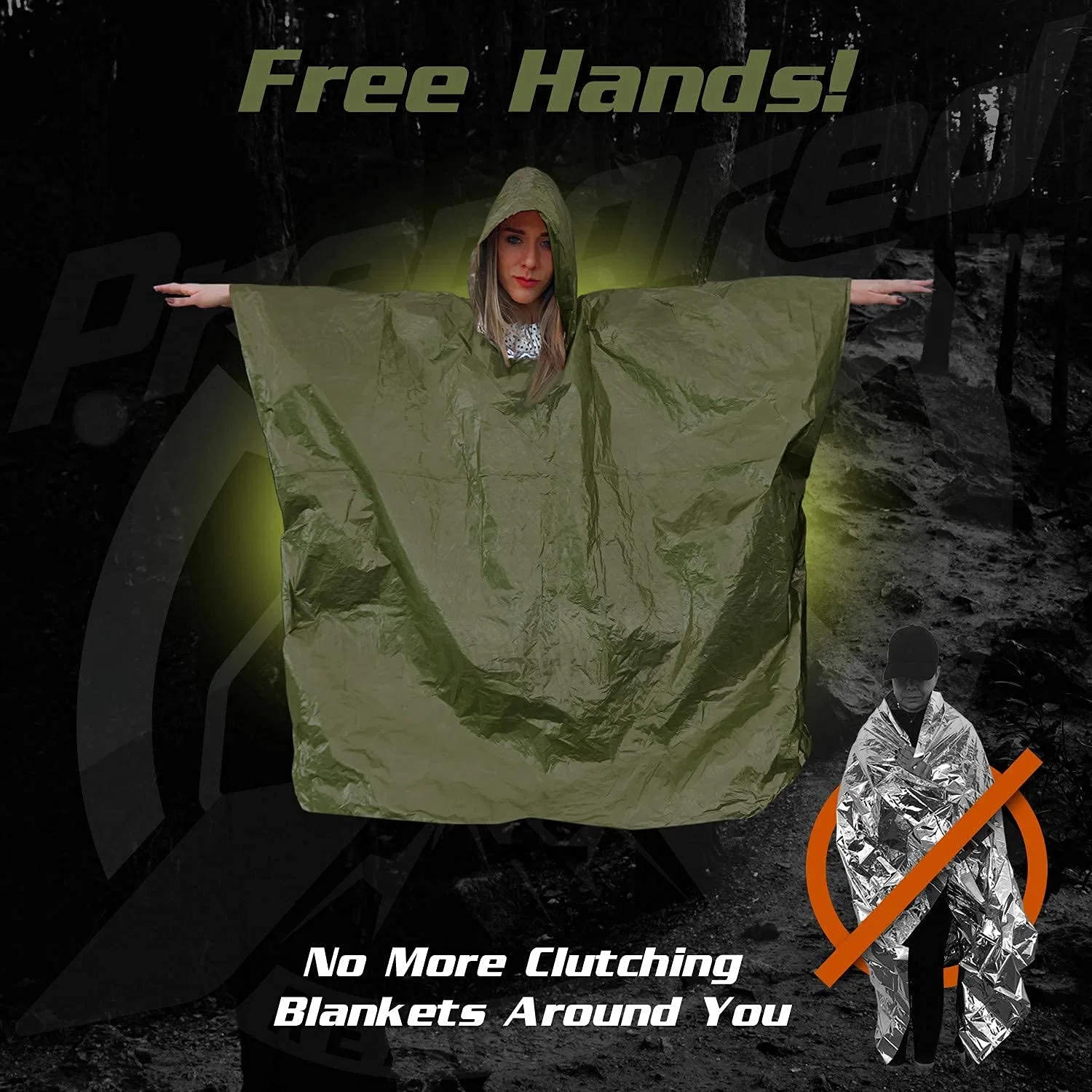 Waterproof Camping Gear Outdoor Blanket Emergency Blankets & Rain Poncho