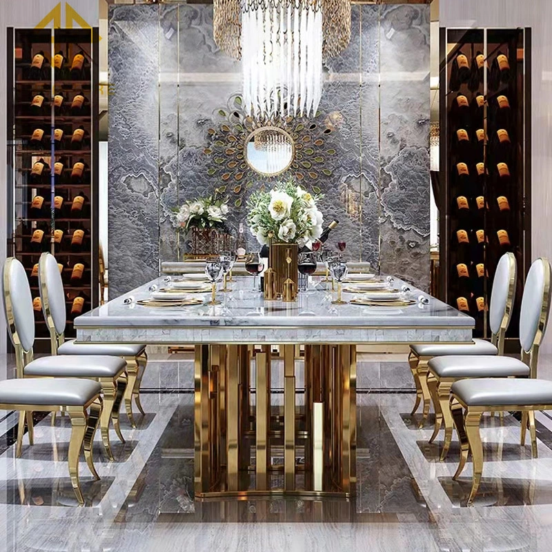 Hot Sale Golden Stainless Steel Wedding Dining Table Wholesale/Supplier Wedding Furniture