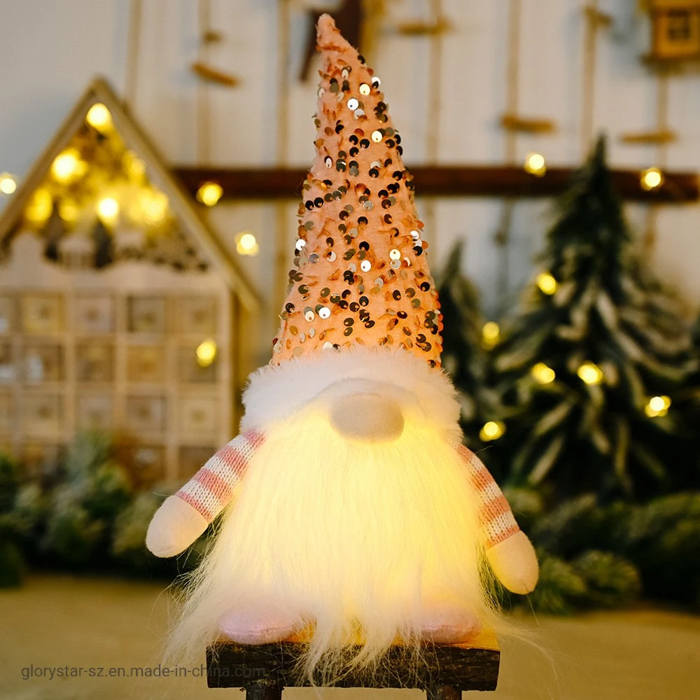 Home Xmas LED Light Merry Christmas Gnome Doll Decoration