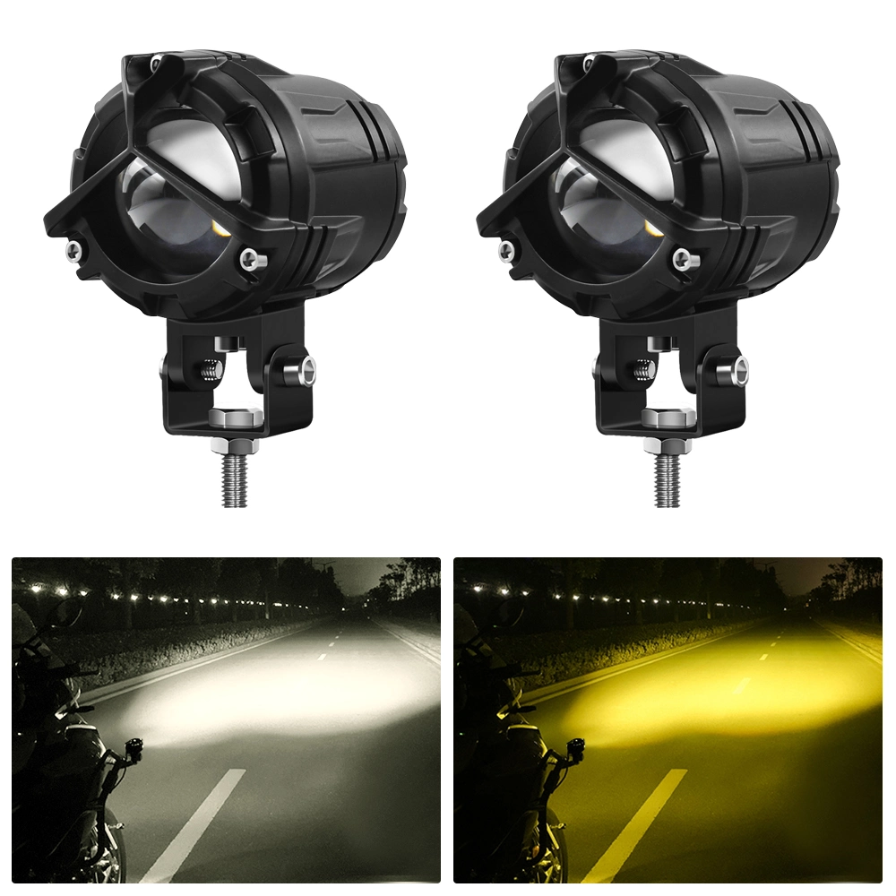 Double LED spotlight couleur feu de brouillard feu de travail Mini moto Moto Laser Les feux de conduite