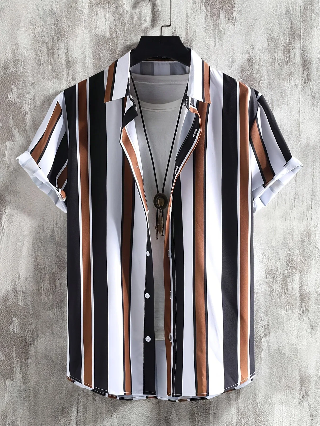 Mens Summer Short Sleeve Stripe Shirt