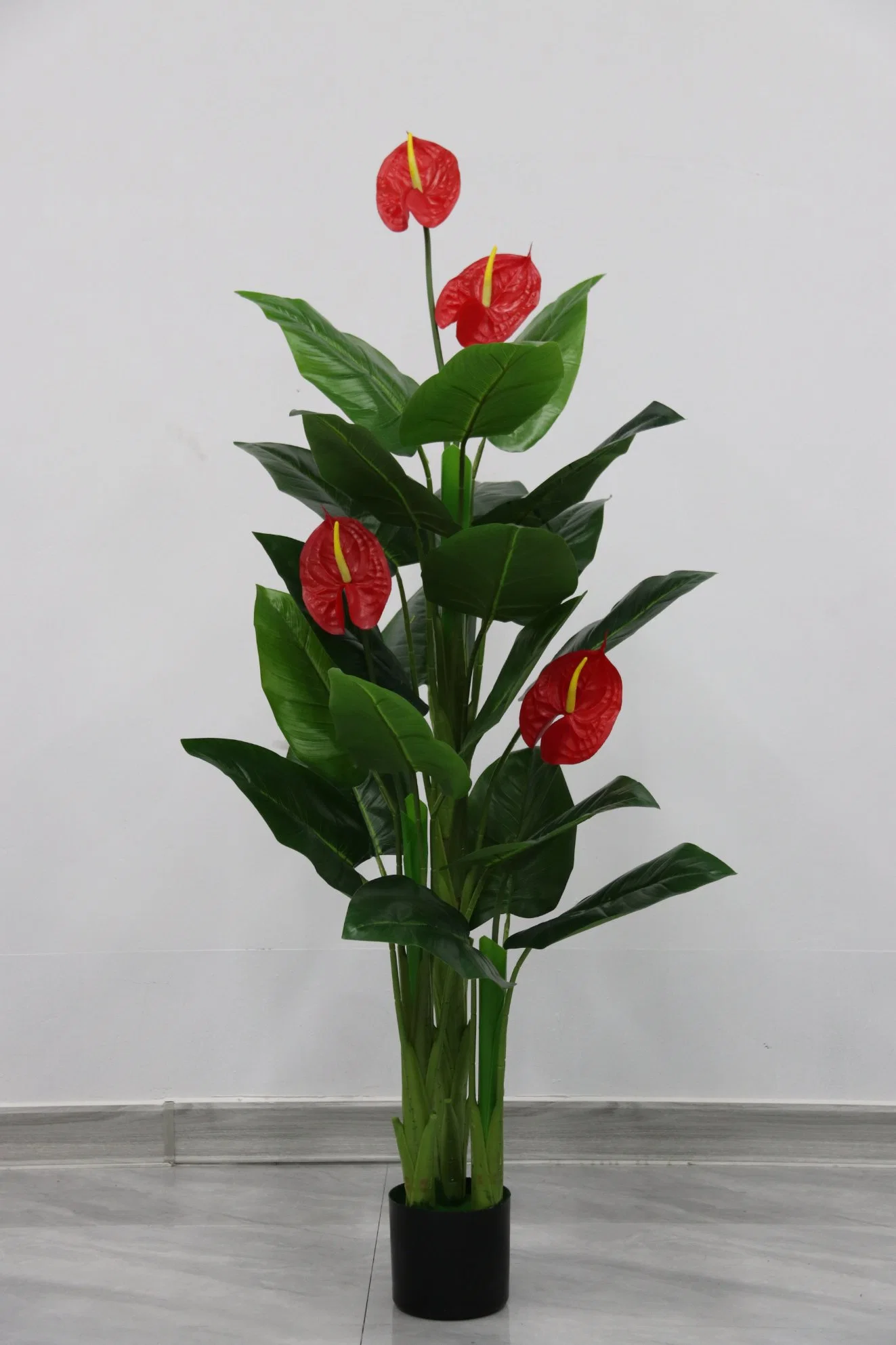 Quase Natureza Three-Pole Anthurium podem ser personalizados, Artificial e Árvore de flores de plantas decorativas