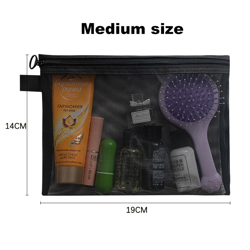 Wasserdichte Transparente Nylon Mesh Custom Logo Große Reise-Kits Make-Up Kosmetiktasche