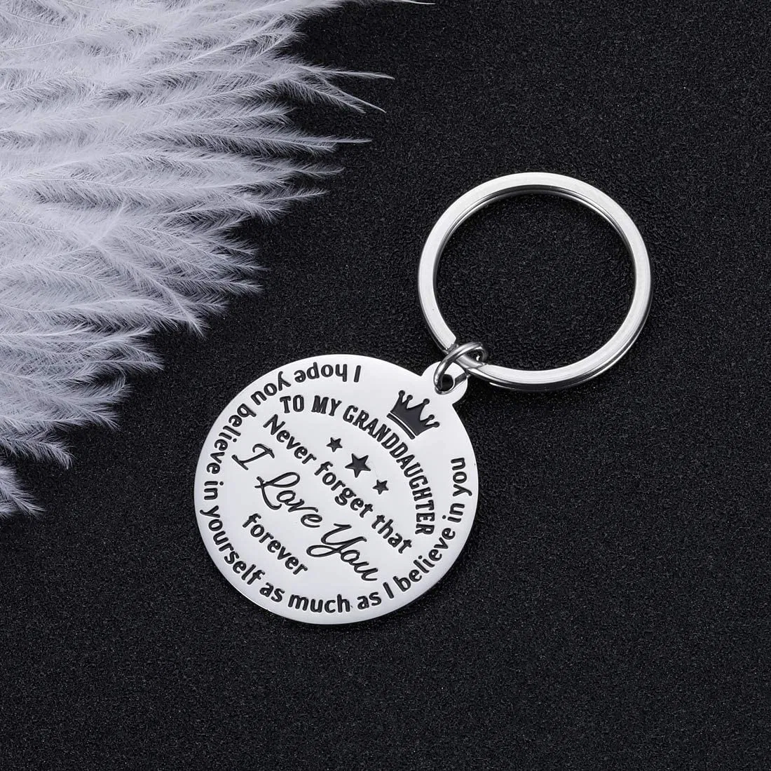 Wholesale/Supplier Metal Crafts Zinc Alloy Round Shape Blank Custom Engraved Text to My Grandson Promotion Souvenir Gift Key Holder Tag Customized Keychain