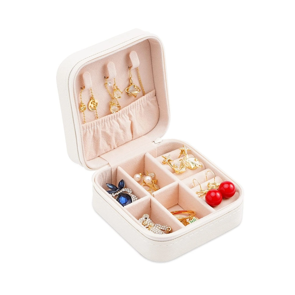 Women Portable Storage Gift Box Travel Mini Jewelry Box Girl Leather Jewellery Ring Organizer Case