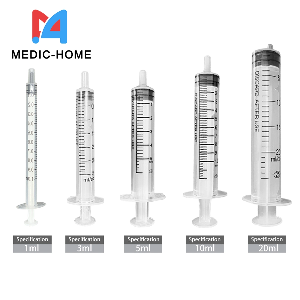 Médico 1ml 3ml 5ml 10ml 20ml 50ml 60ml uso hospitalario Bolsa de polietileno desechable médica jeringas de plástico Ad Auto Inhabilitar Seguridad Jeringa