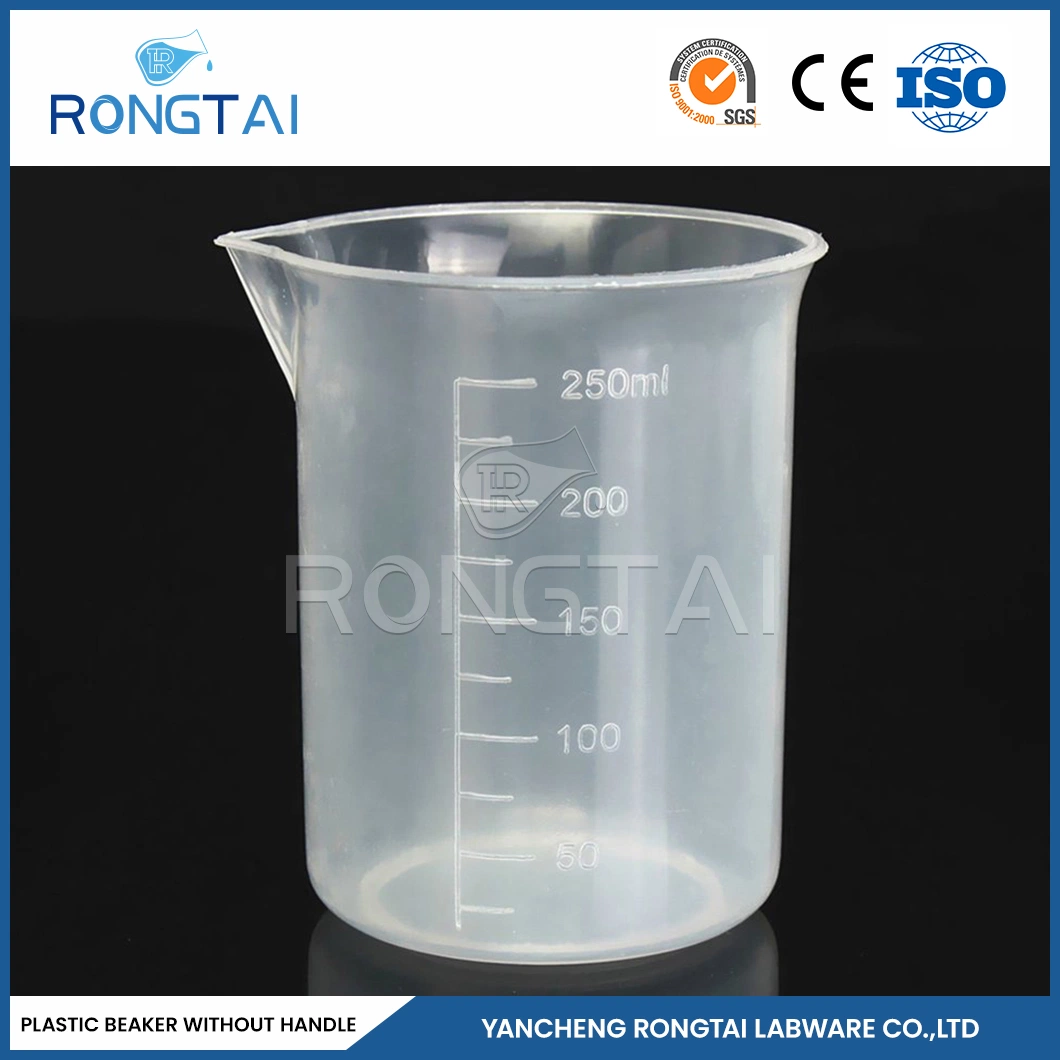 Rongtai Laboratório médico profissional plástico fabricantes Plasticware PP copo plástico Para o laboratório China, 50 ml, 100 ml, 150 ml, copo de plástico transparente