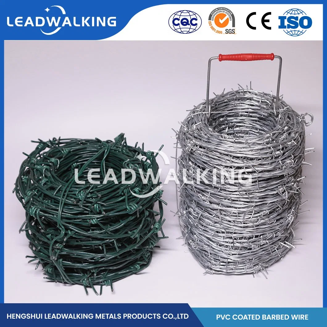 Leadwalking 250m/500m de fil barbelé galvanisé Fabricators ODM Caltrop galvanisé personnalisée des barbelés de la Chine 5 m de longueur de rouleau de fil barbelé recouvert de PVC