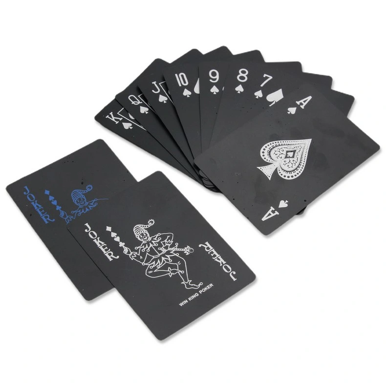 Impresión personalizada papel básico negro reciclable ecológico clásico 54 Tarjetas de Póquer Logo personalizado Casino profesional de cartas de juego