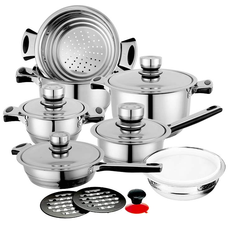 Home Appliance Kitchen Frying Pan 16 PCS Stainless Steel Cookware Sets Kitchenware