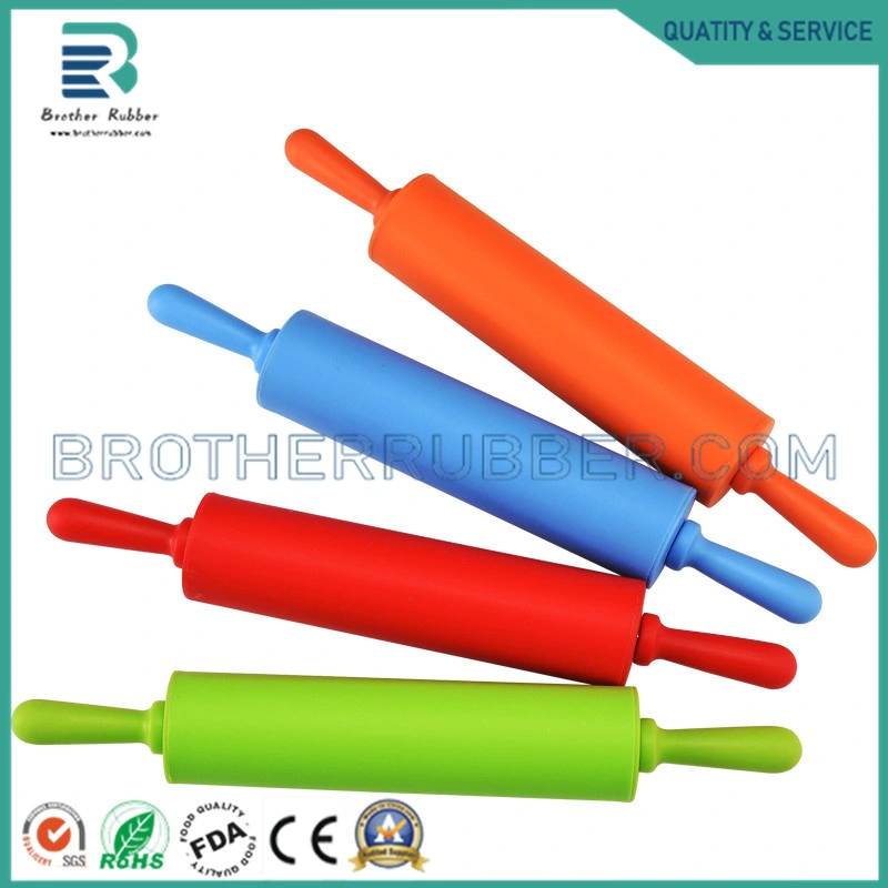 Kitchen Tools Silicone Rolling Pin with Wood Handles Backing Dough Roller Tools