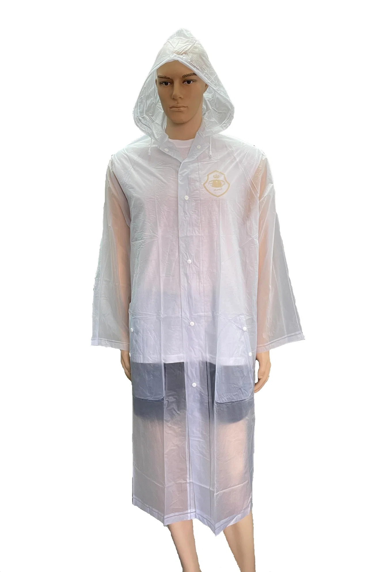 Imperméable transparent en PVC réutilisable avec logo d'impression