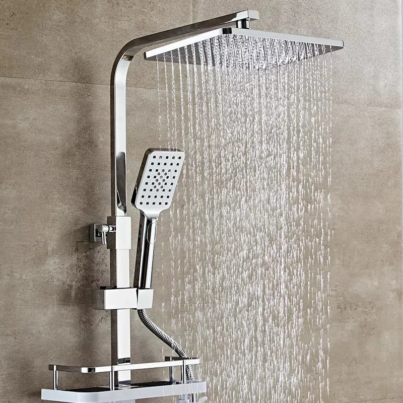 Moderno juego de ducha de acero inoxidable montado en la pared grifo baño Tap Kits de latón lluvia Mezclador de lluvia grifo Juego de ducha