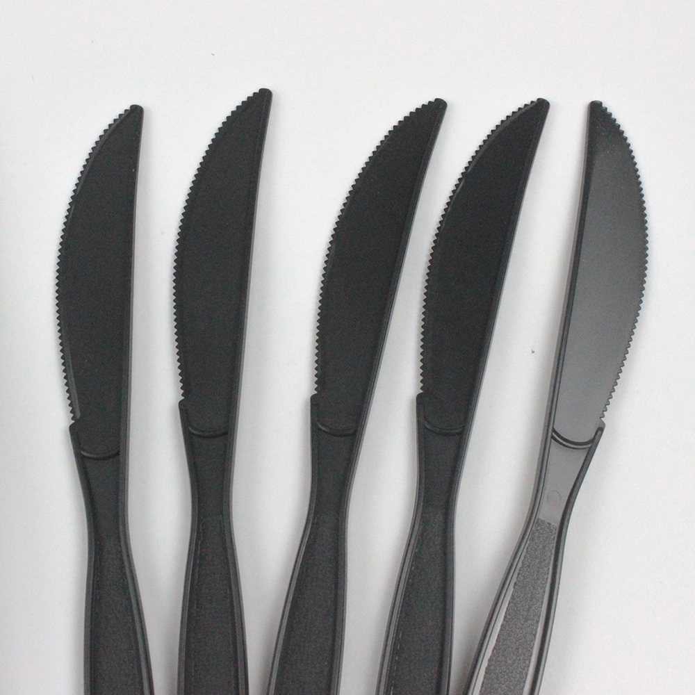 Disposable Plastic Cutlery Black PP Plastic Knife Food Grade Customizable Color Packing for Dessert