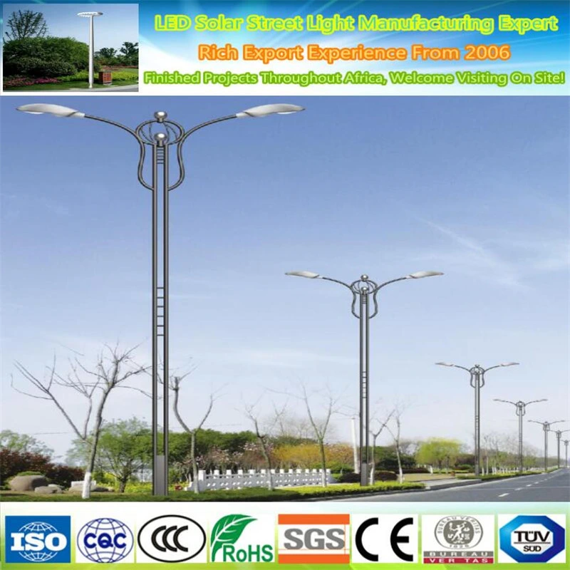 High quality/High cost performance Outdoor Double Arm Round Octagonal 10m Galvanized LED Solar Street Light Pole Design