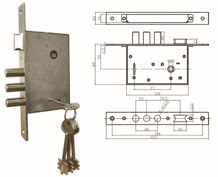 Iron Door Lockbody Lockcase Mortise Lock (189-3MS)