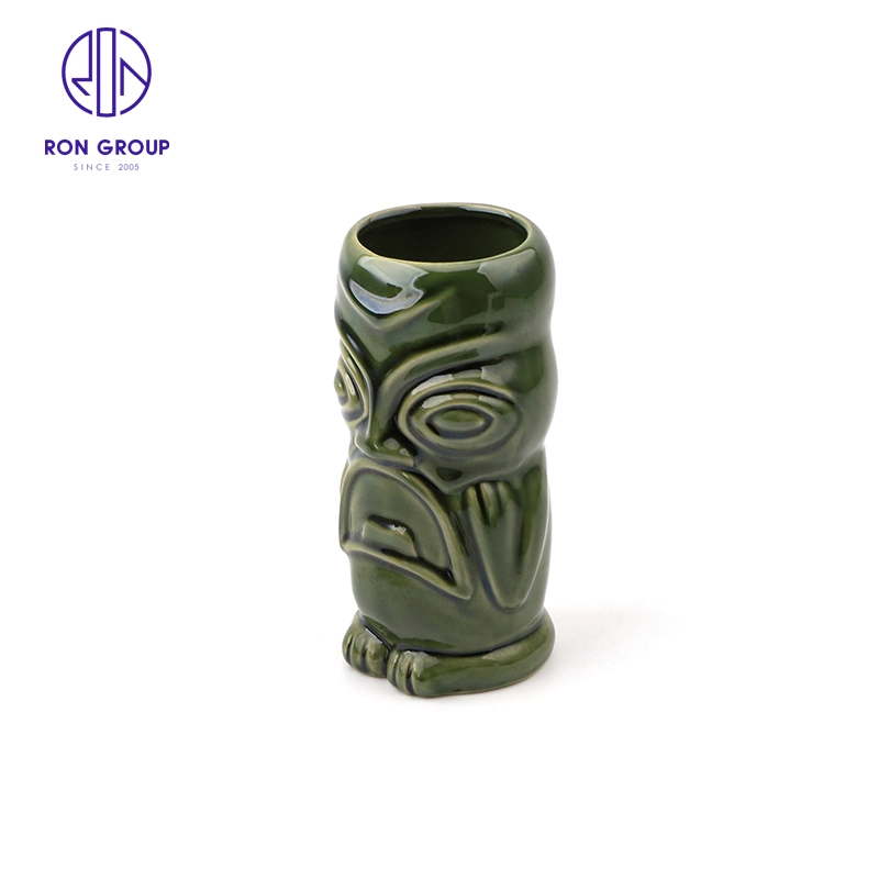 China Wholesale/Supplier blue Green Tiki Mug Ceramic Tea Cup Drinkware Tableware for Restaurant Hotel