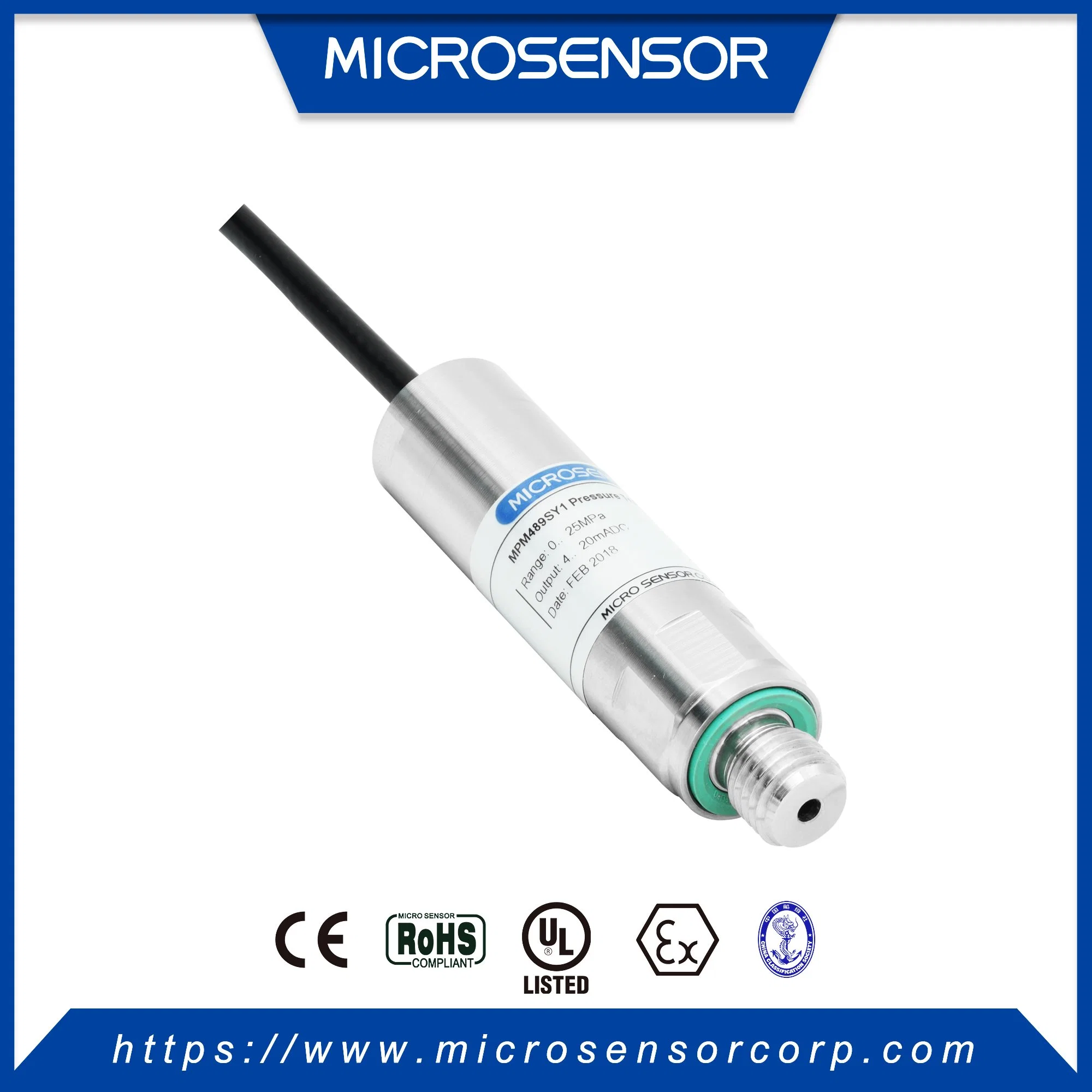 Microsensor antideflagrantes ATEX el agua del depósito de aceite de uso del sensor de presión de 4 a 20mA piezo-resistivo Transmisor de presión personalizada MPM489