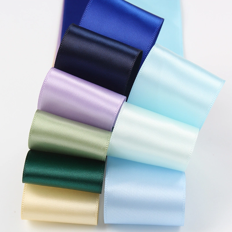 Manufacturer Colorful Solid Double/Single Face Tape Polyester Silk Satin Ribbon for Wrapping/Decoration/Xmas Box/Bows/Gifts/Pinter