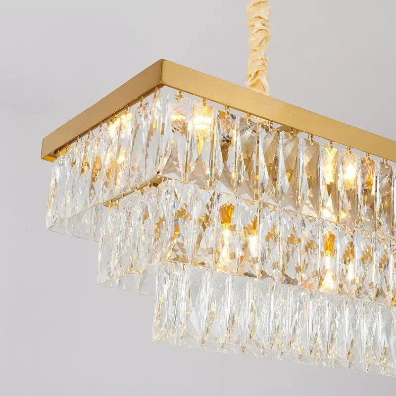 Modern Gold Pendant Lights Rectangular Island Dining Room Living Room Kitchen LED Lamp Indoor Lighting