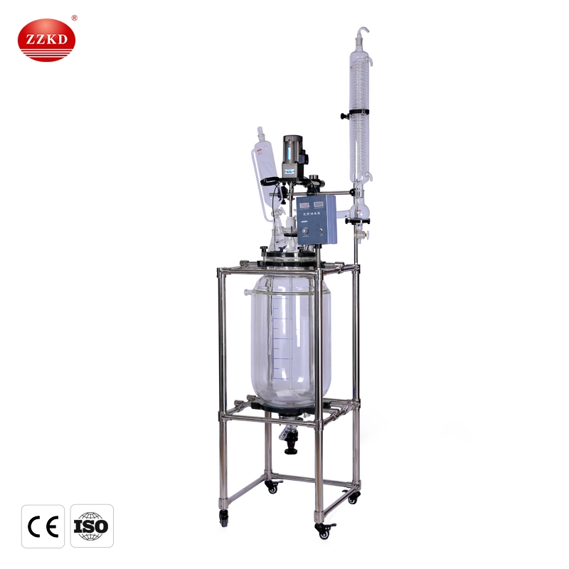 Laboratory Continuous Stirring Chemical Tank S-50L Jacketed Glass Borosilicate Reactor