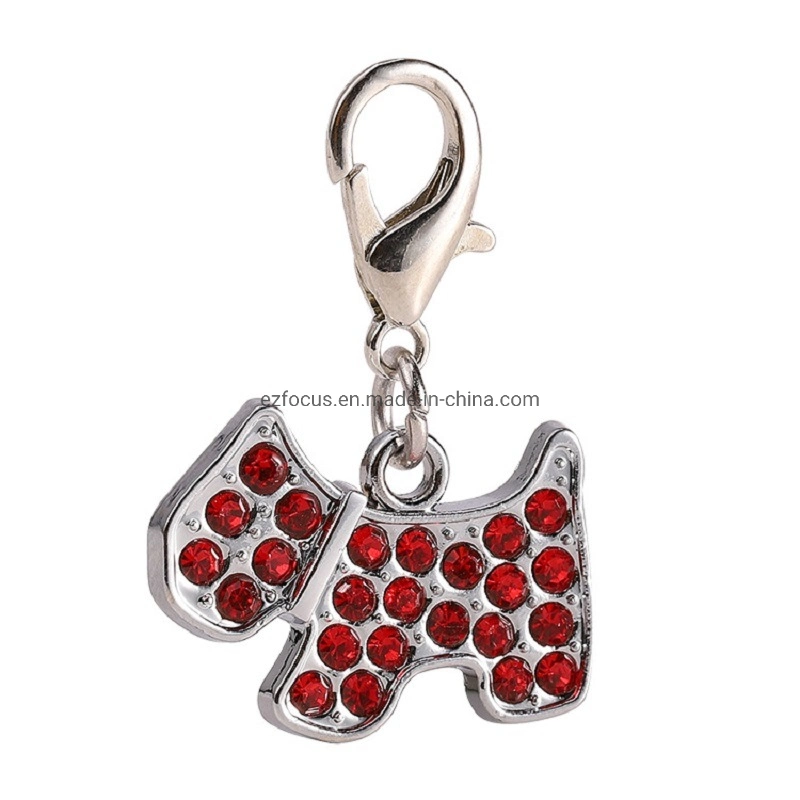 Dog Shape Rhinestone Pendant Cute Tag Pet Bling Charm Tag Dog Accessories Wbb16527