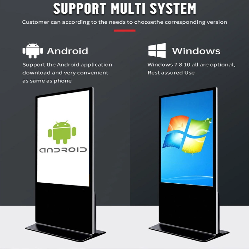 شاشة عرض رقمية بتقنية TFT LCD على حامل أرضي، شاشة عمودية للوسائط المتعددة وتشغيل مقاطع الفيديو، كشك رقمي مستقل للإعلانات الداخلية.