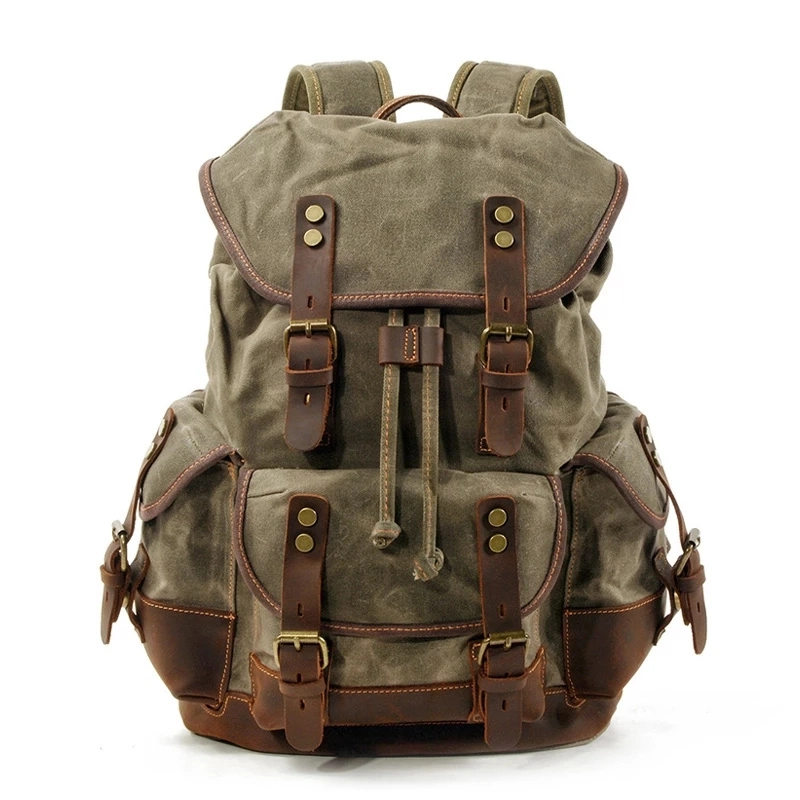 Fashion Men's Retro Casual Large Capacity Canvas Shoulder Bag Travel Bag School Bag Laptop Backpack Bag Dropshipping
