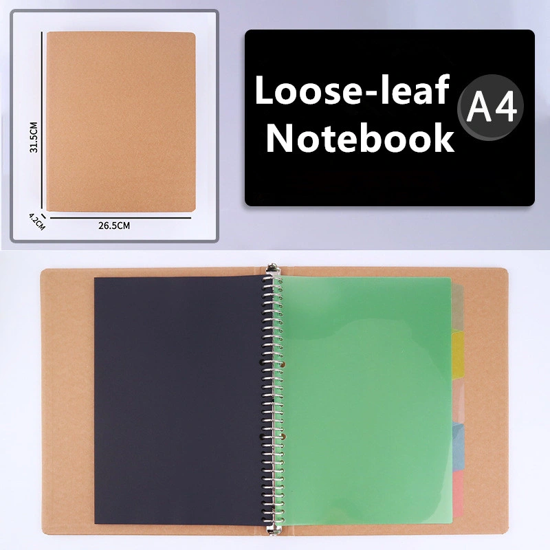 A4 Black Kraft Hard Paper Covers Spiral Loose-Leaf Drawing Notebooks