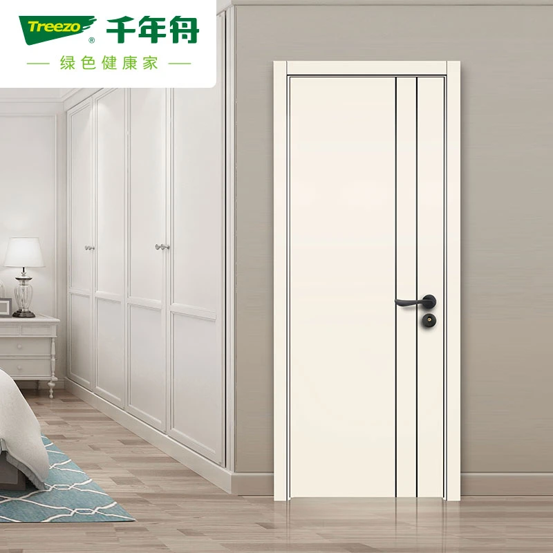 Modern Design Wood Grain Plywood Single Swing Flat Door PVC Painting Door