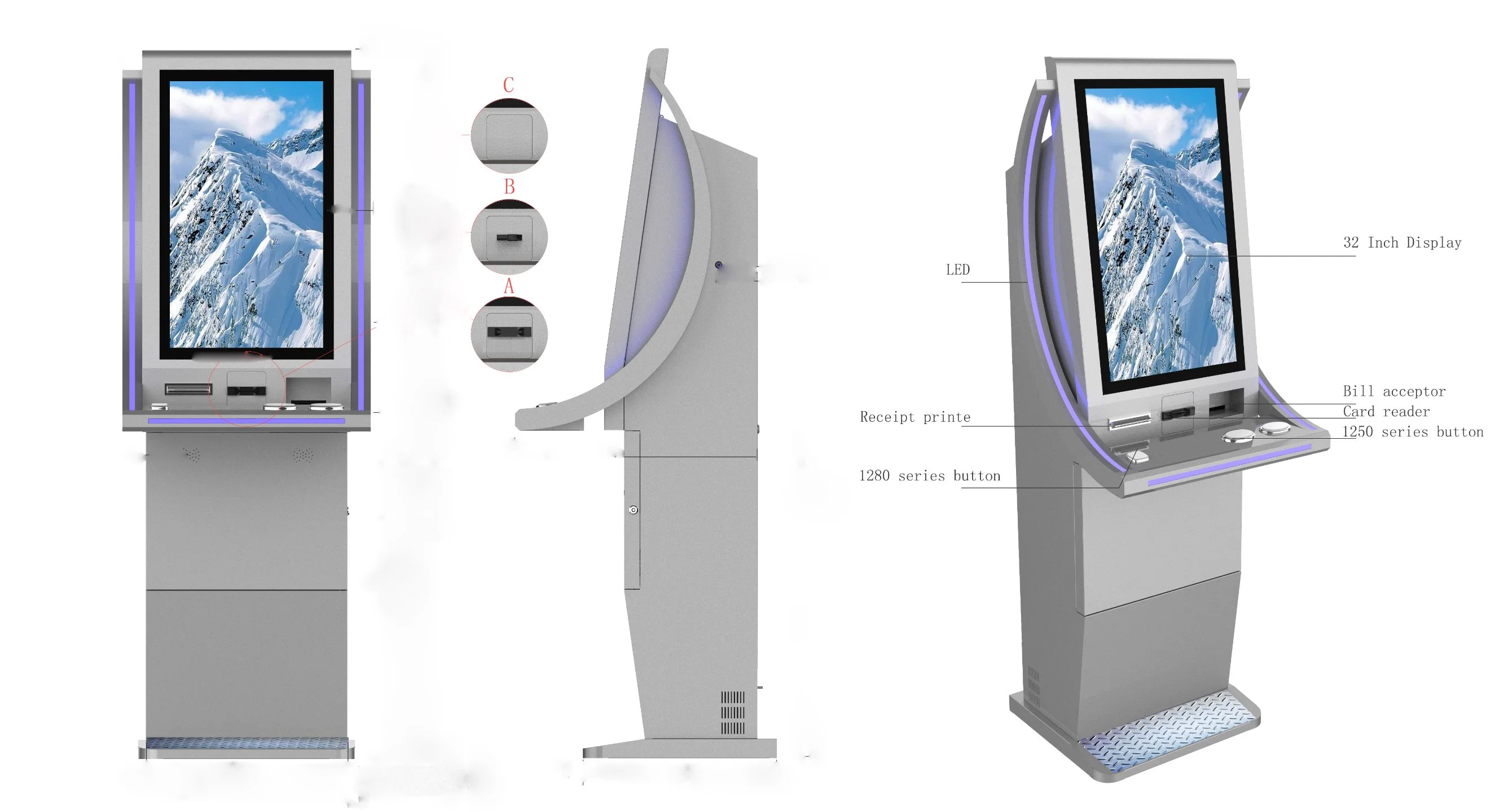 32-Inch Curved LED Advertising Display Casino Gaming Machine Self Service Top up Kiosk with Software OEM