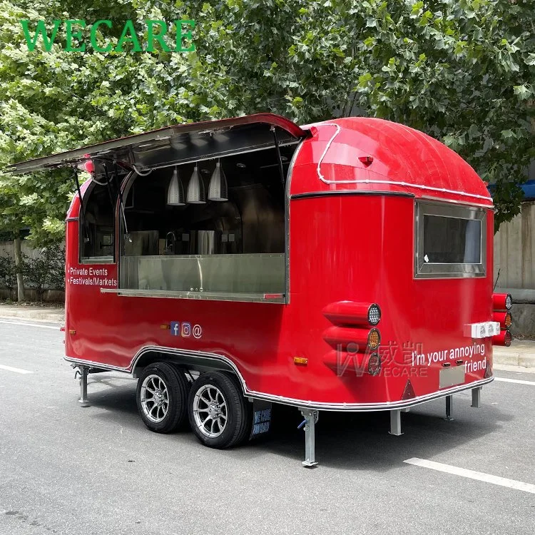 Wecare Hotdog Burger Cart Carro De Comida Mobile Bar Trailer Food Trucks with Full Kitchen for Sale