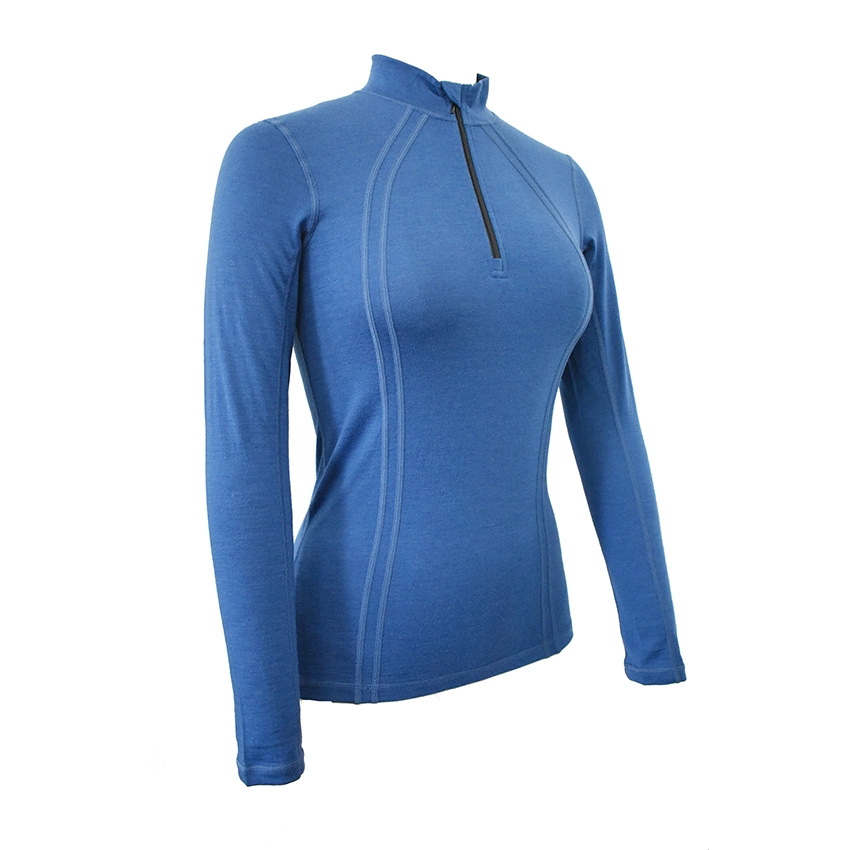 100% Meino Wool 1/4 Zip Long Sleeve Top for Ladies S