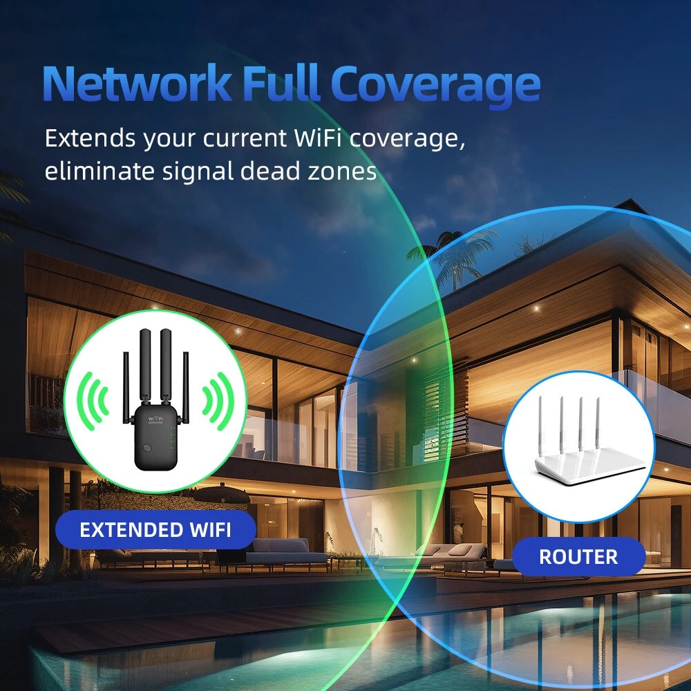 Repetidor inalámbrico Pix-Link Wr45 repetidor inalámbrico router WiFi 300m amplificador de señal 4 amplificador de señal de router de antena adecuado para el hogar