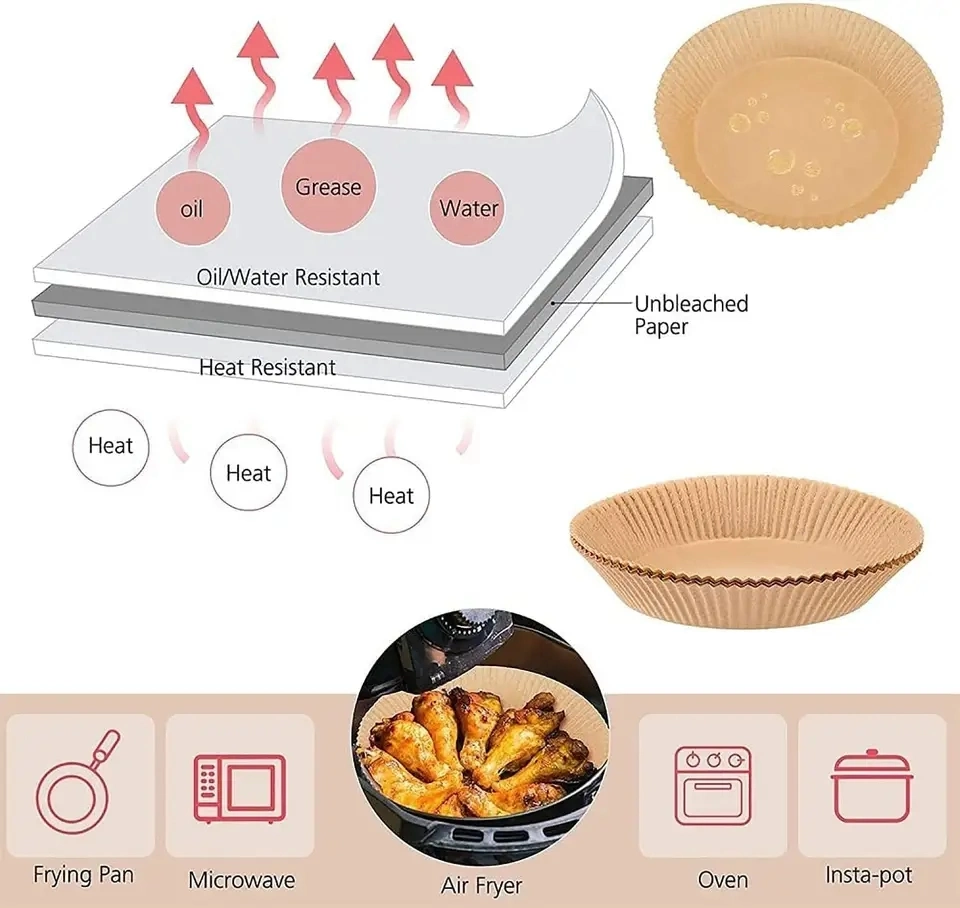 New Products Air Fryer Paper Liner Disposable Air Fryer Paper Air Fryer Parchment Paper Liners