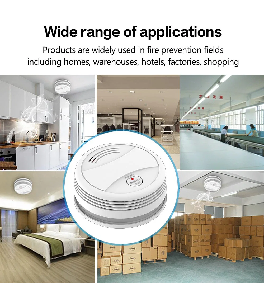 High Sensitive Home Tuya Wireless Smart 9V Battery WiFi Sensor Anti Fire Smoke Alarm Detector