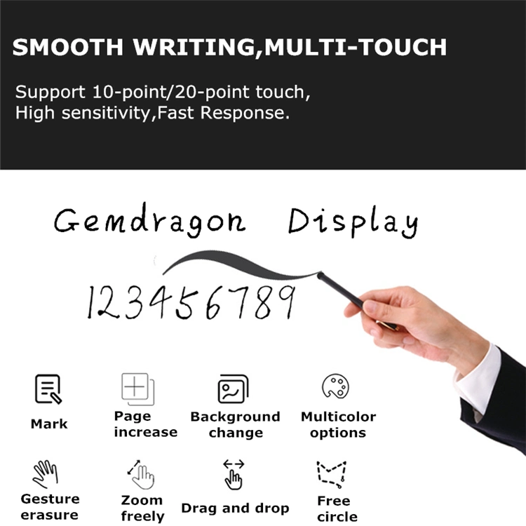 Gemdragon White Board Android 8.0 Portable Touch Screen Smart Board 55 65 75 85 Inch Interactive Whiteboard for Education Office Conference LCD Display