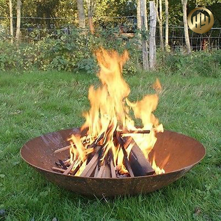 Rusty rondes en acier Corten forme décoration de jardin chauffage Fire Pit de métal