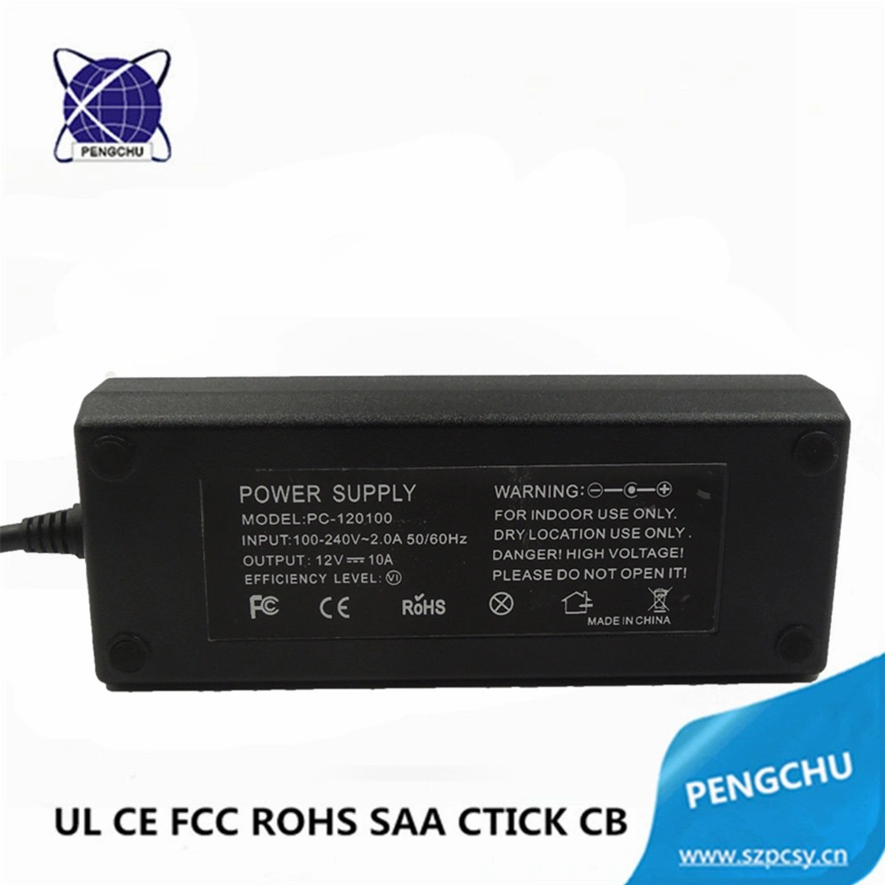 DOE-VI 120W 12V 10A AC/DC Switching Power Adapter with UL ETL CE FCC RoHS SAA CB PSE Approved