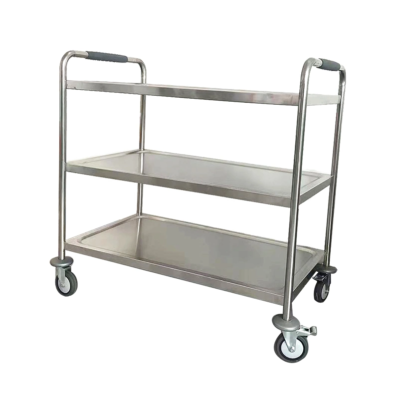 Commercial Hotel Stainless Steel 2 Layer Restaurant Kitchen Food Service Trolley Cart