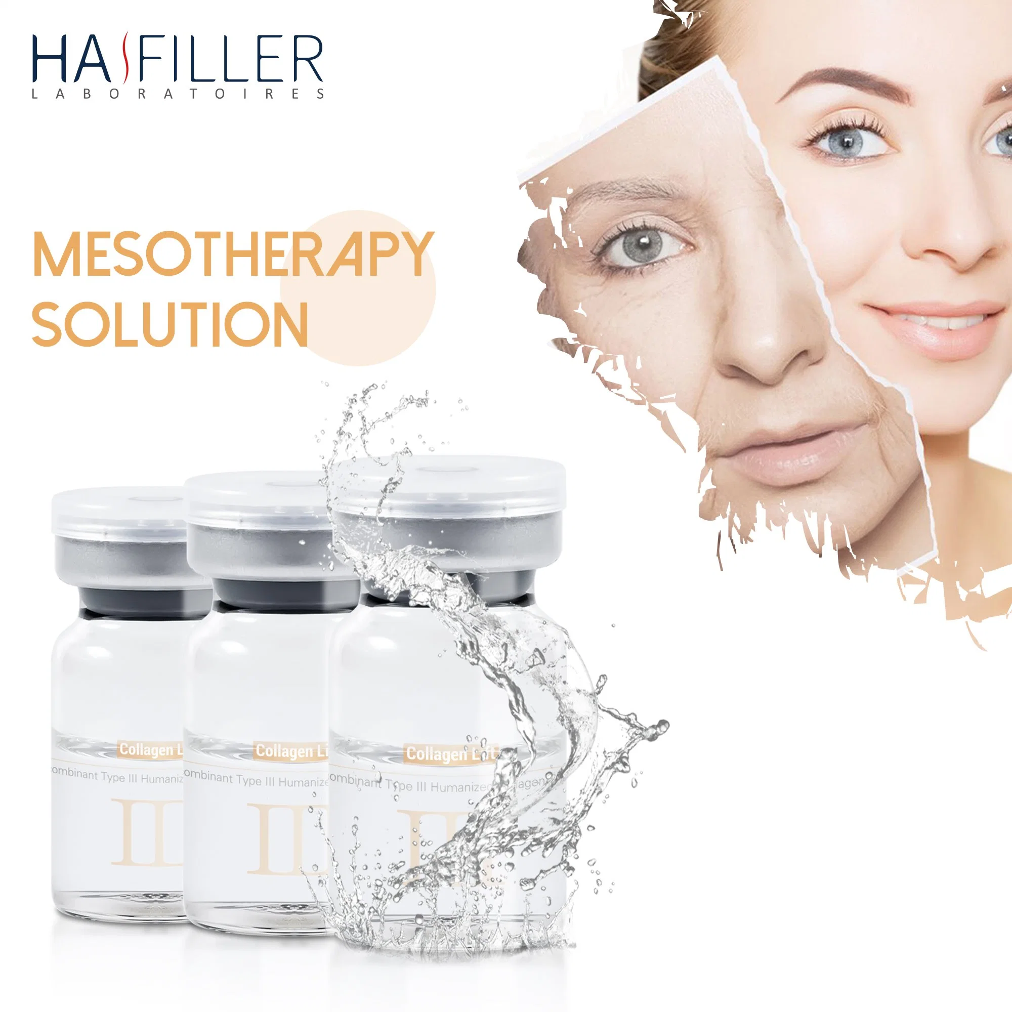 Hot Selling Face Hydration Humanized Type Three Recombinant Collagen Lift Brightening Skinbooster Mesotherapy Solution Collagen Lnjection Skin Care Serum