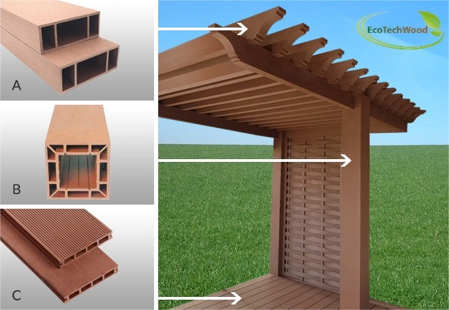 Ecotechwood Railing Outdoor Wood Plastic Stair Railing Design WPC Handrail Balustrade Price