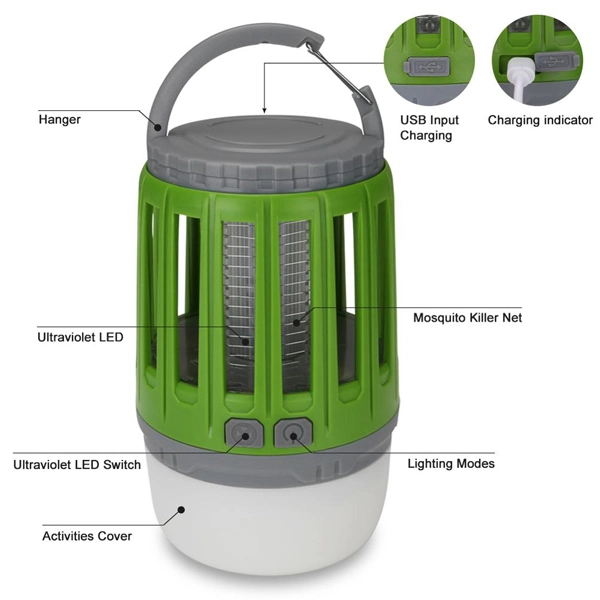 Multi-Functional Mosquito Killing Lamp for Camping Waterproof UV Electric Rechargeable Mosquito Killer Lamp