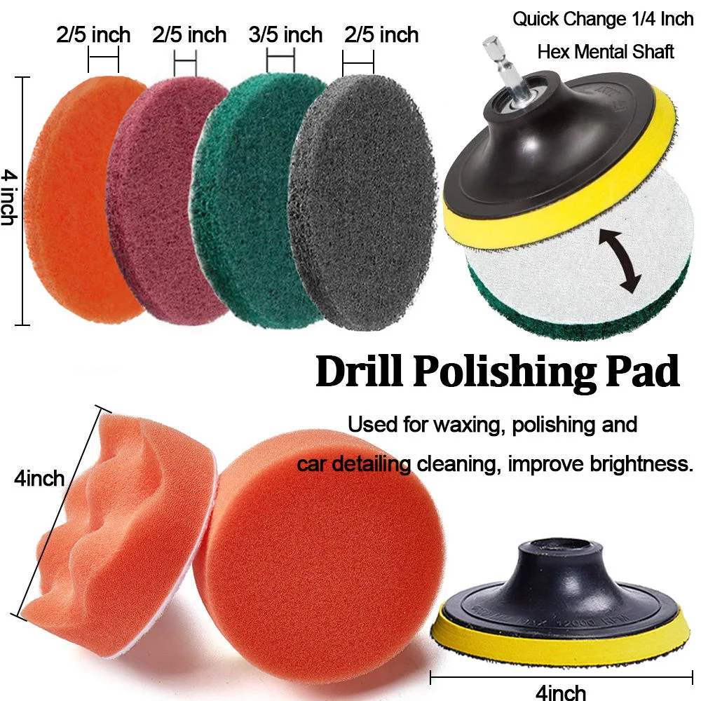 13PCS Electric Drill Brush Scrub Pads Grout Power Drills Scrubber Cleaning Brush Tub Cleaner Tools Kit