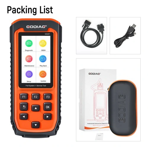 Godiag Gd201 Professional OBDII All-Mhace herramienta completa de diagnóstico del sistema con 29 funciones de restablecimiento de servicio