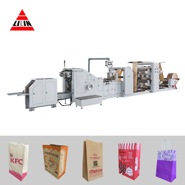 Lsb-330+Lst41100 Square Bottom Paper Bag Making Machine with Flexo Printing and Die Cut Handles