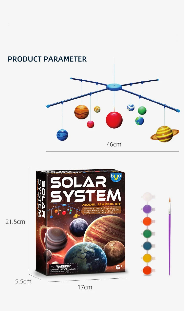 Children's Stem Toys Solar System Coloring Set Handmade DIY Solar System Model Set DIY Art&Craft Painting Toys for Kids