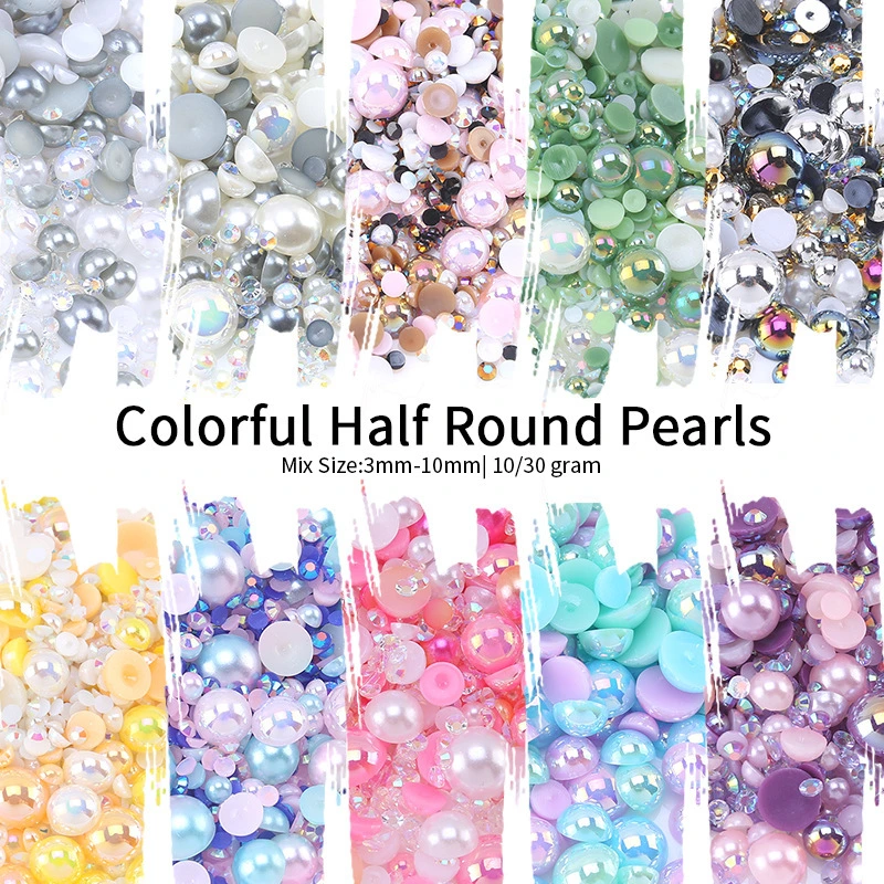 Grossista ABS Semi-Round Pearl resina Drill vestuário DIY Decorativo Pérolas