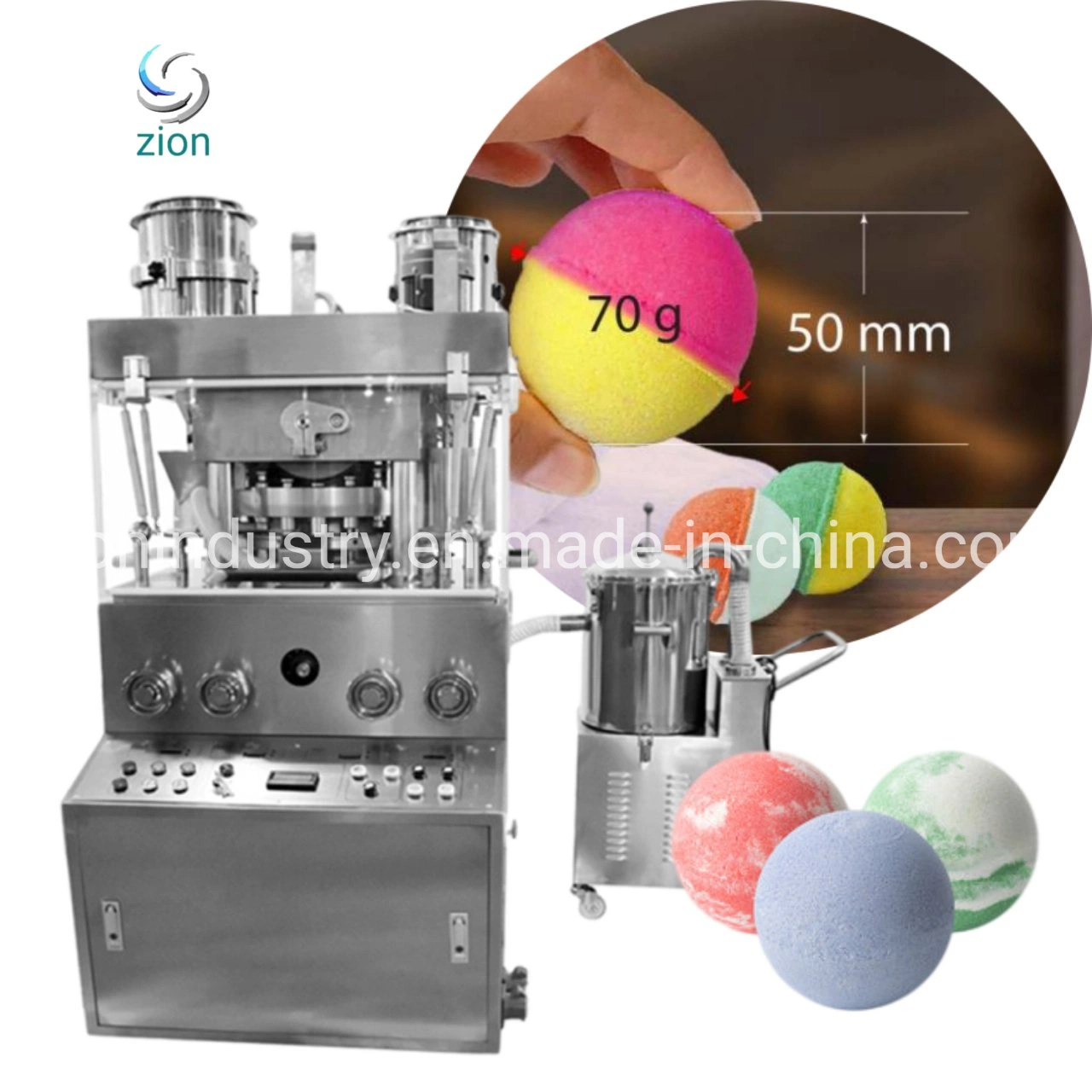 Velocidade alta Punch 50mm Banheira grande bombardear Pó Fizzies Pressione Machine Tablet Press Sal Bathbombs tornando rotativo automático pressionando a máquina Zp420-15C